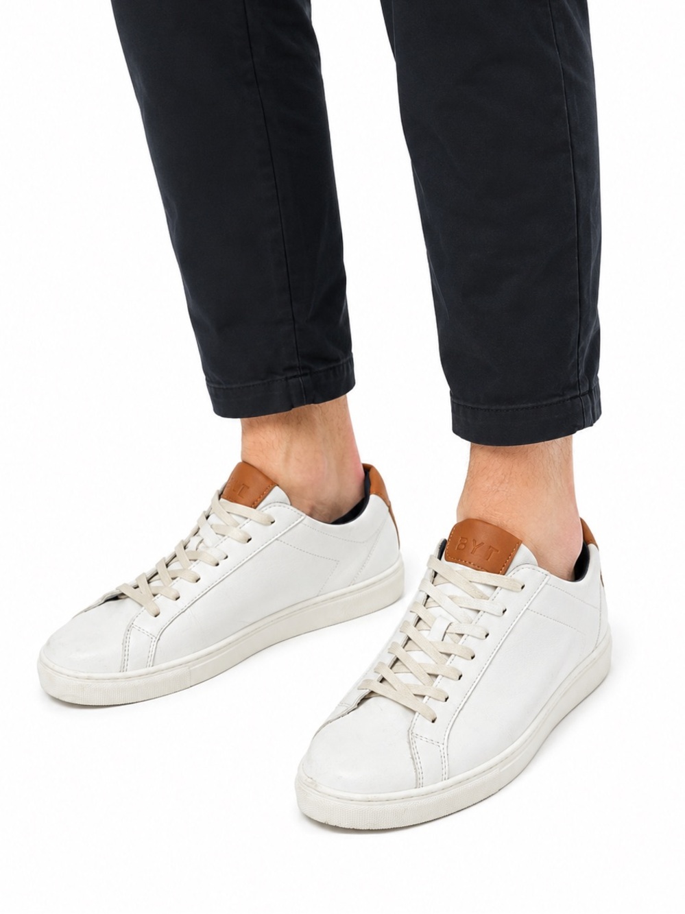Size 11.5 Men’s BYLT Premium Basics Everyday White Leather Sneakers